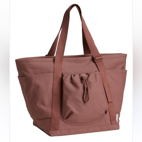 Athleta Kinetic Large Weekender Tote Bag Mauve Top Zipper Pockets Travel Sleeve - Picture 1 of 14